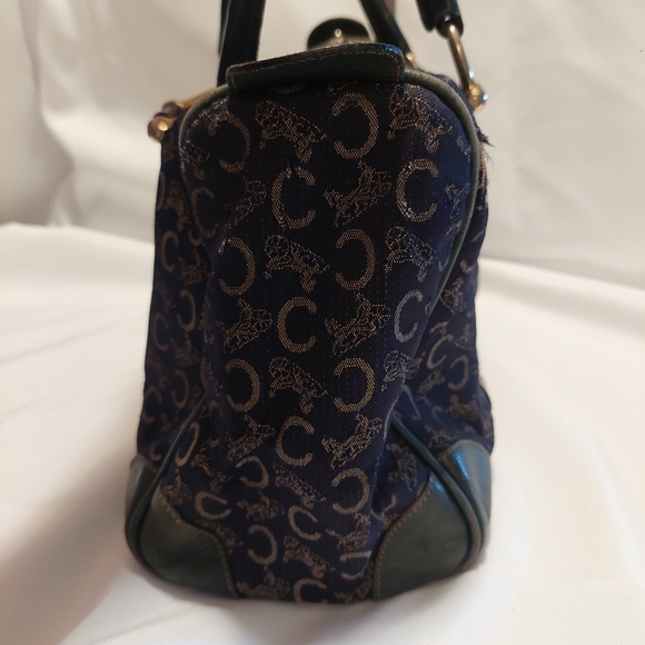 Vtg Celine C Macadam Canvas Boston Bag Green handbag - Picture 7 of 15